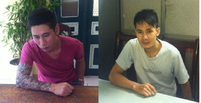 Đối tượng Đoàn Anh Tú và Nguyễn Trọng Hoàng (Từ trái sang phải).