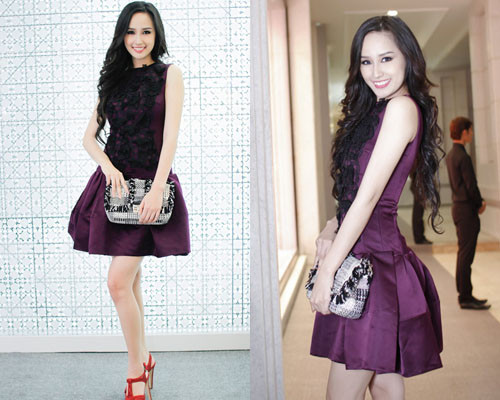Trong một sự kiện khác, Mai Phương Thúy cũng vô cùng nổi bật trong bộ váy tím khoe đôi chân ngọc ngà. Trong một sự kiện khác, Mai Phương Thúy cũng vô cùng nổi bật trong bộ váy tím khoe đôi chân ngọc ngà.