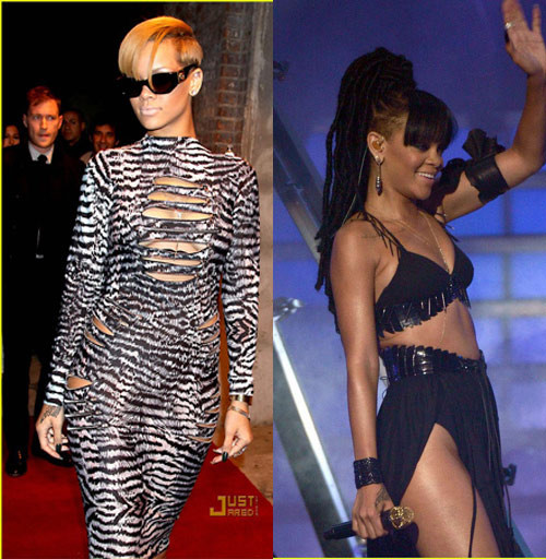 Rihanna thường lựa chọn bộ trang phục có đường cắt cá tính, khoe xương hông đầy táo bạo và sexy