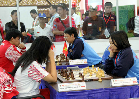 Thiên Hải - Thanh An (áo xanh) giành HCV. Ảnh: TNO Thiên Hải - Thanh An (áo xanh) giành HCV. Ảnh: TNO