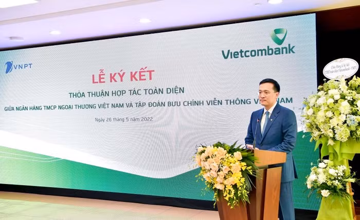 Ông Phạm Quang Dũng - Chủ tịch Hội đồng quản trị Vietcombank phát biểu tại Lễ ký kết