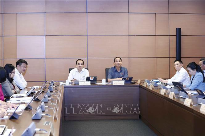 Đoàn đại biểu Quốc hội các tỉnh Quảng Ngãi, Hà Nam, Tuyên Quang và Bình Định thảo luận ở tổ. Ảnh: Doãn Tấn/TTXVN