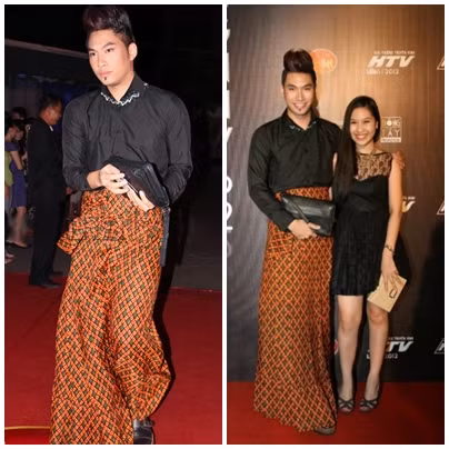 Nhà thiết kế Lý Qúy Khánh cũng ghi tên mình trong danh sách những 'dị nhân' của Vbiz vì thường xuyên xuất hiện cùng những chiếc váy dài tha thướt thế này