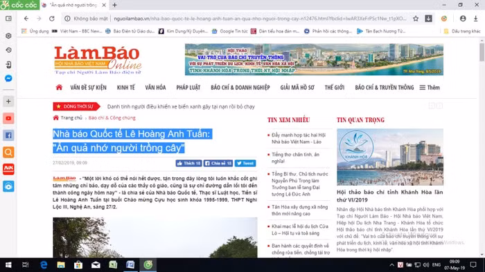 Ảnh chụp màn hình bài báo nêu trên lúc 9 giờ 12 phút ngày 07/05/2019