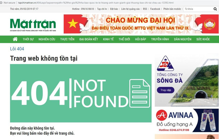 Bài báo về Đỗ Hoàng Anh Tuấn trên Tạp chí mặt trận đã bị xóa bỏ. Ảnh chụp màn hình. Bài báo về Đỗ Hoàng Anh Tuấn trên Tạp chí mặt trận đã bị xóa bỏ. Ảnh chụp màn hình.