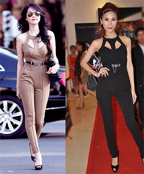 Thái Hà và Ngọc Trinh cùng mặc jumsuit khoe dáng chuẩn. Thái Hà và Ngọc Trinh cùng mặc jumsuit khoe dáng chuẩn.