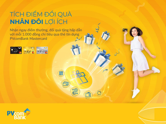Chương trình Khách hàng thân thiết với với cơ chế tích điểm đổi quà hấp dẫn cho mọi chi tiêu qua thẻ tín dụng PVcomBank Mastercard. Chương trình Khách hàng thân thiết với với cơ chế tích điểm đổi quà hấp dẫn cho mọi chi tiêu qua thẻ tín dụng PVcomBank Mastercard.