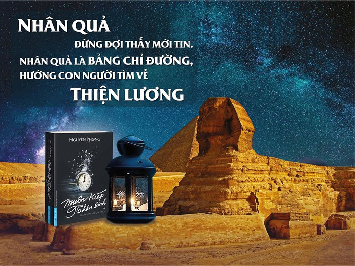"Nhân quả đừng đợi thấy mới tin - Nhân quả là bảng chỉ đường, hướng con người về thiện lương". "Nhân quả đừng đợi thấy mới tin - Nhân quả là bảng chỉ đường, hướng con người về thiện lương".