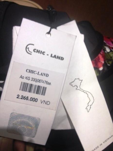 Trên mác của Chic-land in lược đồ Việt Nam nhưng không có hai địa danh Trường Sa và Hoàng Sa (ảnh Đỗ Tuyết)