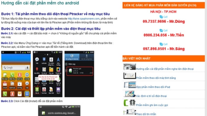 Phần mềm theo dõi điện thoại quảng cáo tràn lan trên mạng Phần mềm theo dõi điện thoại quảng cáo tràn lan trên mạng