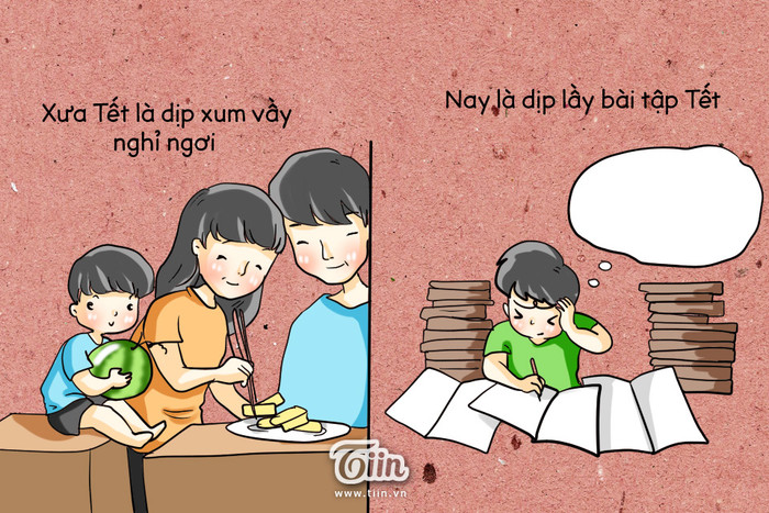 Nhiều học sinh ám ảnh về bài tập Tết. (Ảnh: Tiin.vn)