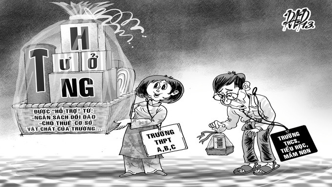 Sự khác nhau giữa mức thưởng tết của trường. (Ảnh minh hoạ: Laodong.vn) Sự khác nhau giữa mức thưởng tết của trường. (Ảnh minh hoạ: Laodong.vn)