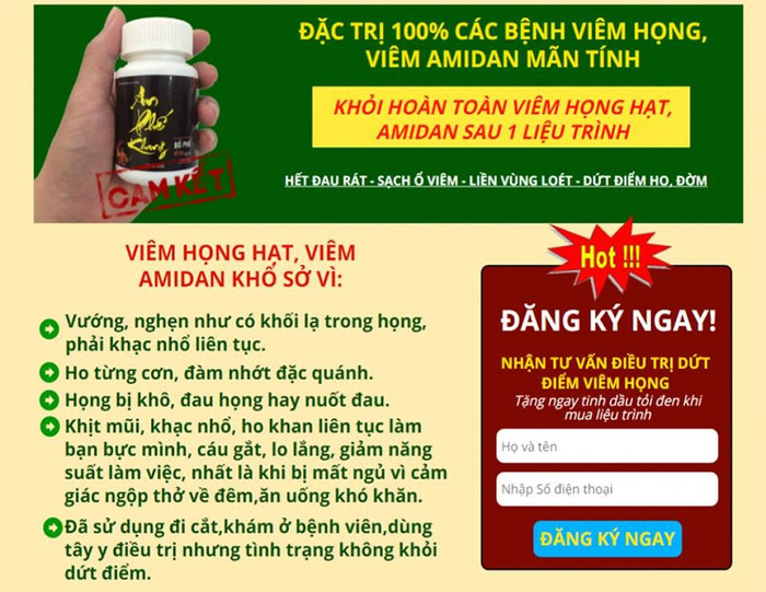 Một mẫu quảng cáo thực phẩm chức năng “nổ tung trời” với những mỹ từ như “đặc trị 100%” hay “khỏi hoàn toàn sau 1 liệu trình“. Một mẫu quảng cáo thực phẩm chức năng “nổ tung trời” với những mỹ từ như “đặc trị 100%” hay “khỏi hoàn toàn sau 1 liệu trình“.
