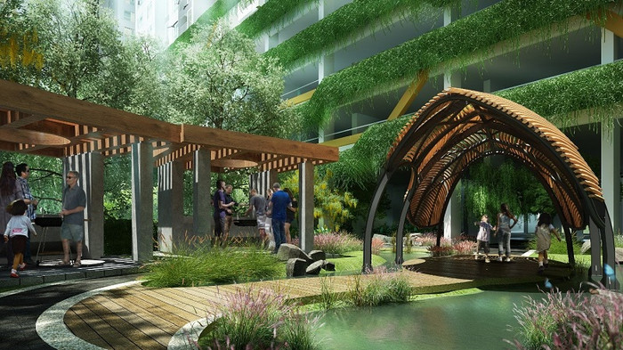 Suối Mùa Hạ uốn lượn dọc dự án và vườn nướng BBQ. Suối Mùa Hạ uốn lượn dọc dự án và vườn nướng BBQ.