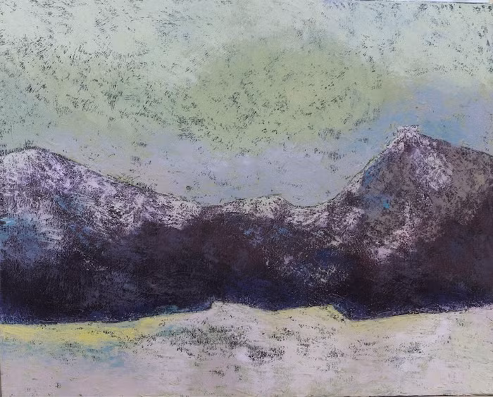 Tác phẩm "Phố núi 1" của họa sĩ Nguyễn Minh Hiếu, chất liệu sơn dầu.