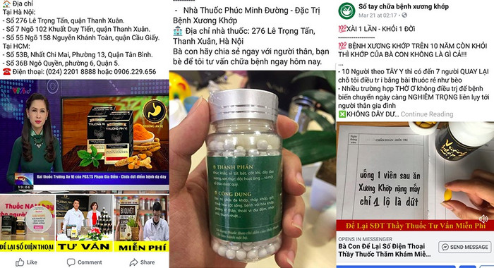 Những quảng cáo sặc mùi dối lừa trên các fanpage có liên quan đến Phòng khám Phúc Minh Đường, thậm chí, còn ngụy tạo cả nội dung chương trình thời sự VTV. Những quảng cáo sặc mùi dối lừa trên các fanpage có liên quan đến Phòng khám Phúc Minh Đường, thậm chí, còn ngụy tạo cả nội dung chương trình thời sự VTV.