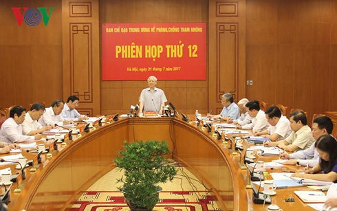 Phiên họp thứ 12 của Ban Chỉ đạo Trung ương về phòng, chống tham nhũng ngày 31/7/2017 tại Hà Nội