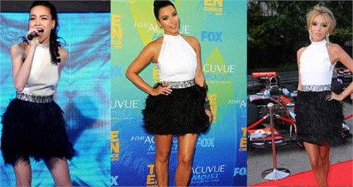 Rất nhiều lần các bộ trang phục đẹp mắt của Hà Hồ được phát hiện có những chi tiết giống với các mẫu thiết kế của các nhãn hiệu danh tiếng thế giới.