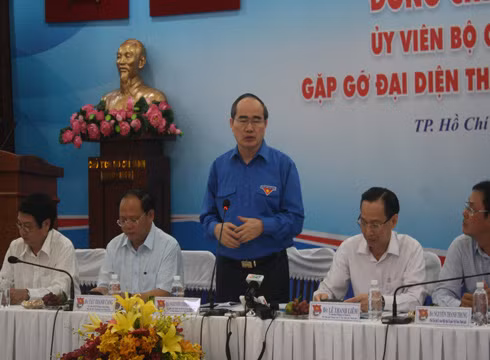 Bí thư Nguyễn Thiện Nhân phát biểu kết luận buổi gặp gỡ với thanh niên tiêu biểu (ảnh: P.L)