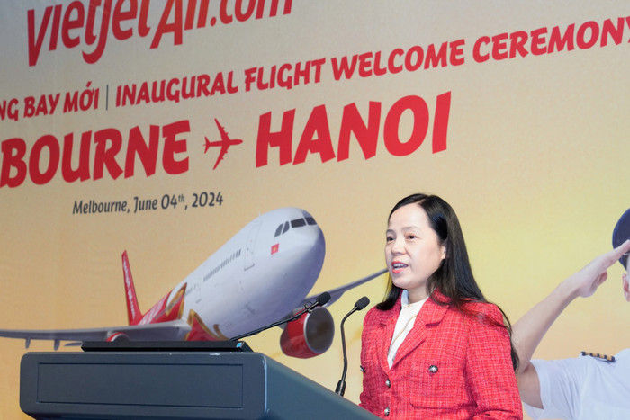 Phó Tổng giám đốc Vietjet - Bà Nguyễn Thị Thuý Bình công bố khai trương đường bay thứ 6 kết nối Australia - Việt Nam của Vietjet. A3.jpg