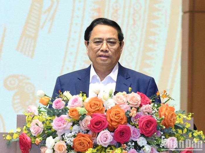 Thủ tướng Phạm Minh Chính phát biểu ý kiến tại Hội nghị Thủ tướng Chính phủ làm việc với doanh nghiệp nhà nước. (Ảnh: Trần Hải) Thủ tướng Phạm Minh Chính phát biểu ý kiến tại Hội nghị Thủ tướng Chính phủ làm việc với doanh nghiệp nhà nước. (Ảnh: Trần Hải)