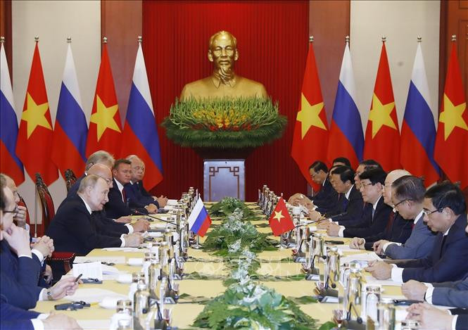 Tổng Bí thư Nguyễn Phú Trọng và Tổng thống Liên bang Nga Vladimir Putin hội đàm. Ảnh: Trí Dũng/TTXVN Tổng Bí thư Nguyễn Phú Trọng và Tổng thống Liên bang Nga Vladimir Putin hội đàm. Ảnh: Trí Dũng/TTXVN