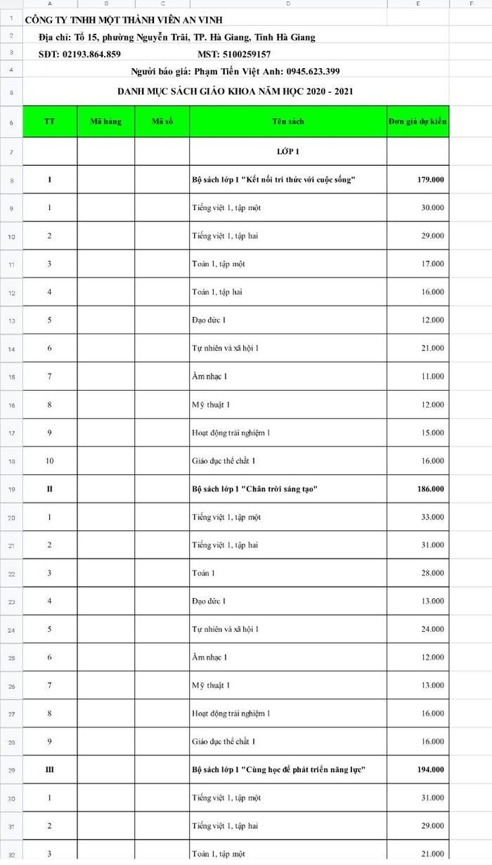 Phòng giáo dục huyện Yên Minh gửi báo giá của công ty An Vinh cho các trường (Ảnh:V.N) Phòng giáo dục huyện Yên Minh gửi báo giá của công ty An Vinh cho các trường (Ảnh:V.N)