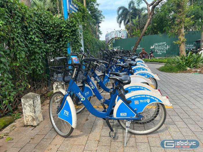 Một trạm thuê xe đạp công cộng bằng ứng dụng TNGo. Ảnh: Hà Anh gdvn-z6921068944096-d620dab049f69a13a11a615b2488e497.jpg