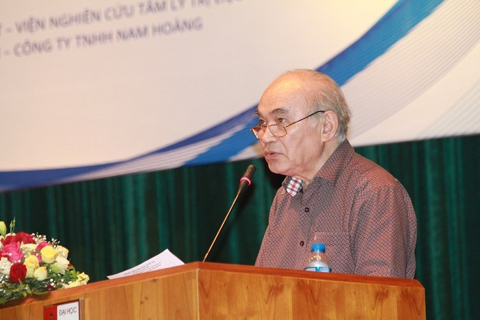 Giáo sư, Tiến sĩ khoa học Lâm Quang Thiệp tại Hội thảo khoa học quốc gia “Hệ thống giáo dục mở trong bối cảnh tự chủ giáo dục và hội nhập quốc tế” năm 2018. Ảnh: Trinh Phúc. bac-thiep-5.jpg