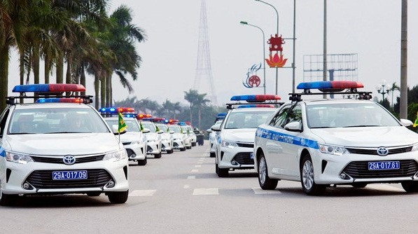 Hàng trăm xe cảnh sát giao thông phục vụ dẫn đoàn IPU - 132. ảnh: infonet.