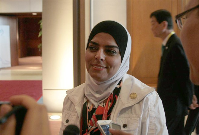 Bà Tamam M. Al Riyaty (Đoàn Nghị viện Jordans). ảnh: Xuân Hải.