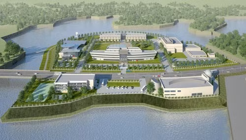 Mô hình Dự án Trung tâm vũ trụ tại khu công nghệ cao Hòa Lạc - Ảnh VNSC