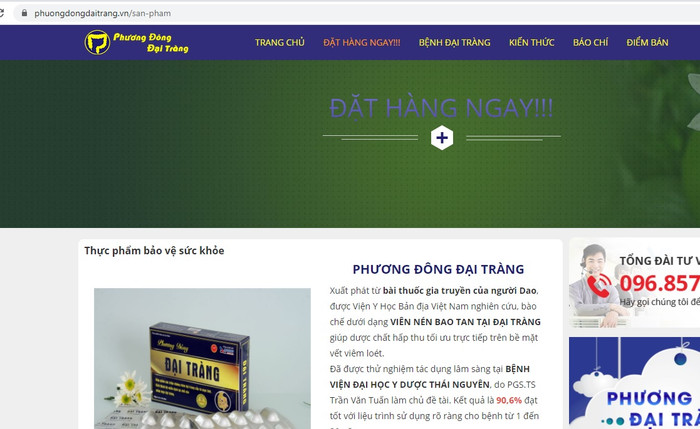 Cục an toàn thực phẩm chỉ ra những website quảng cáo Đông Phương Tràng sai lệch bản chất, lừa dối người tiêu dùng. ảnh: NH. Cục an toàn thực phẩm chỉ ra những website quảng cáo Đông Phương Tràng sai lệch bản chất, lừa dối người tiêu dùng. ảnh: NH.