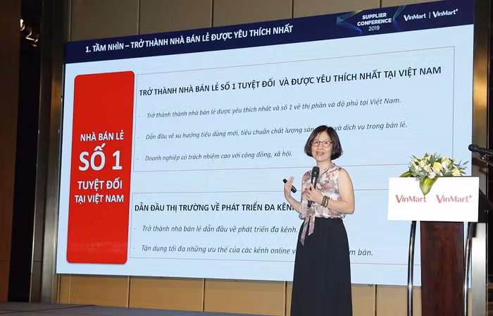 Bà Thái Thị Thanh Hải, Tổng Giám đốc Công ty VinCommerce công bố về định hướng chiến lược giai đoạn 2020 – 2025.