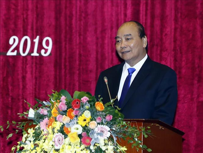 Thủ tướng Nguyễn Xuân Phúc phát biểu tại buổi lễ. Ảnh: Thống Nhất/TTXVN