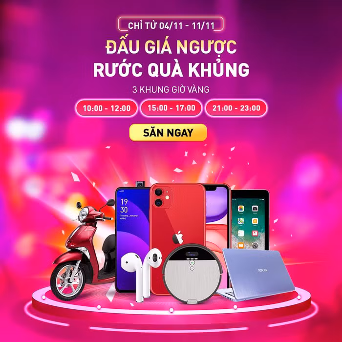 Đấu giá ngược, rước quà khủng.