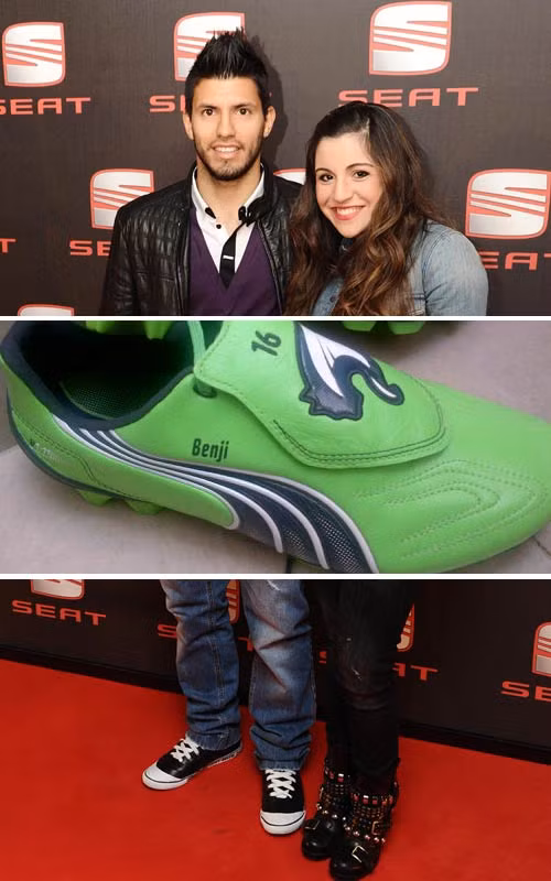 Giày của “El Kun” Aguero có chữ Benji, là tên thân mật của con trai anh (Benjamín Agüero Maradona).