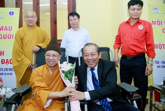 &quot;Ngày hội Hiến máu cứu người - Hành Bồ Tát đạo&quot; sẽ khởi đầu cho một hành trình nhân ái được tổ chức thường xuyên với tinh thần noi gương Đức Phật - Cứu một mạng người phúc đẳng hà sa. Ảnh VGP/Lê Sơn