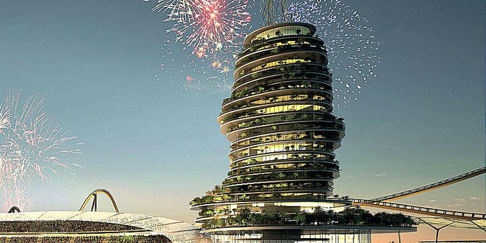 Real Madrid xây khu nghỉ dưỡng tỷ đô ở UAE ảnh 3 Tòa nhà trung tâm có kiều dáng dộc đáo