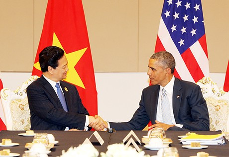Thủ tướng Nguyễn Tấn Dũng và Tổng thống Barack Obama vui mừng vì những thành tựu đạt được của hai nước. Ảnh: Thủ tướng Nguyễn Tấn Dũng và Tổng thống Barack Obama vui mừng vì những thành tựu đạt được của hai nước. Ảnh: