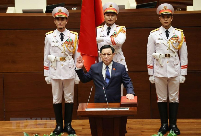 Chủ tịch Quốc hội Vương Đình Huệ tuyên thệ nhậm chức. Ảnh: TTXVN. Chủ tịch Quốc hội Vương Đình Huệ tuyên thệ nhậm chức. Ảnh: TTXVN.