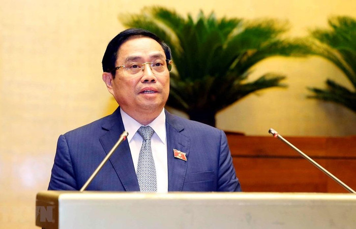 Thủ tướng Phạm Minh Chính trình Quốc hội về cơ cấu tổ chức của Chính phủ nhiệm kỳ 2021-2026. Ảnh: Doãn Tấn/TTXVN) Thủ tướng Phạm Minh Chính trình Quốc hội về cơ cấu tổ chức của Chính phủ nhiệm kỳ 2021-2026. Ảnh: Doãn Tấn/TTXVN)