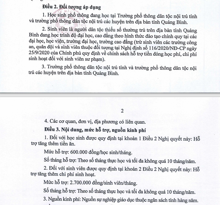 Đối tượng áp dụng, mức hỗ trợ và nguồn kinh phí theo Nghị quyết 46/2023/NQ-HĐND của tỉnh Quảng Bình.