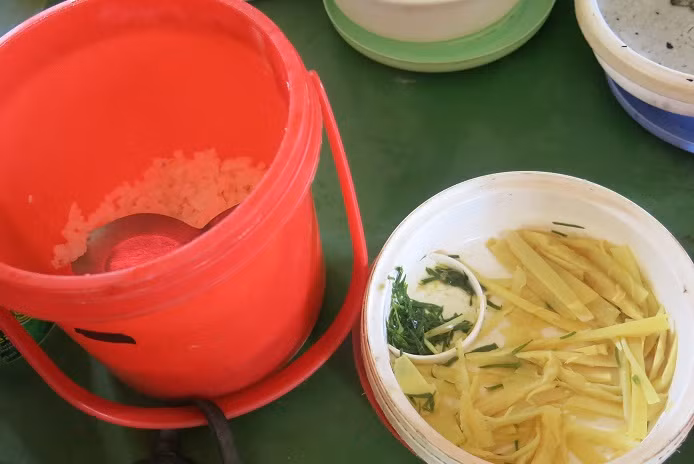 Suất cơm chỉ có măng rừng.