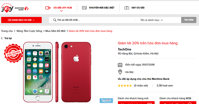 Ưu đãi đặc quyền từ TechOne dành cho thành viên cộng đồng JOY Maritime Bank. Ưu đãi đặc quyền từ TechOne dành cho thành viên cộng đồng JOY Maritime Bank.