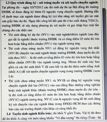 Nhiều trường thông báo xét tuyển NV1B, NV1C, xét tuyển linh hoạt... trong kỳ thi tuyển sinh ĐH, CĐ năm 2012