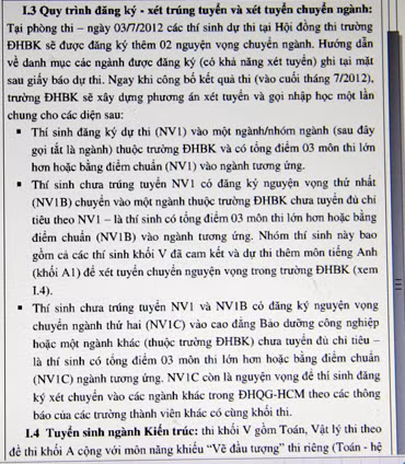 Nhiều trường thông báo xét tuyển NV1B, NV1C, xét tuyển linh hoạt... trong kỳ thi tuyển sinh ĐH, CĐ năm 2012