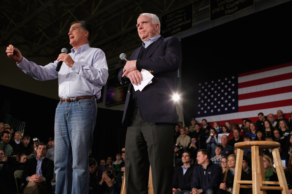 Cựu ứng cử viên Tổng thống, Thượng nghị sĩ Mỹ John McCain đã thông báo rằng ông ủng hộ Mitt Romney. Cựu ứng cử viên Tổng thống, Thượng nghị sĩ Mỹ John McCain đã thông báo rằng ông ủng hộ Mitt Romney.