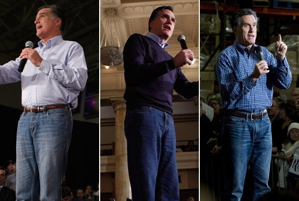 Trong nhiều chương trình, những bài diễn thuyết, Mitt Romney xuất hiện với những chiếc quần jean rộng. Trong nhiều chương trình, những bài diễn thuyết, Mitt Romney xuất hiện với những chiếc quần jean rộng.