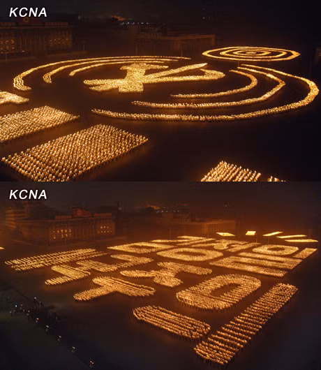 Đội biểu diễn còn tạo nhiều hình khác nhau như ngôi sao, ngọn đuốc.